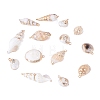 14Pcs 7 Styles Electroplated Natural Mixed Shell Pendants BSHE-TA0001-34B-1