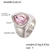 304 Stainless Steel Pave Single Cubic Zirconia Finger Rings WG57617-04-1