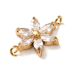 304 Stainless Steel Pave Cubic Zirconia Flower Links Connector Charms STAS-T026-03C-02G-2