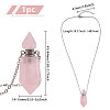 1Pc Natural Rose Quartz Faceted Pointed Bullet Shaped Perfume Bottle Pendant Necklaces NJEW-FH0001-38P-05-2