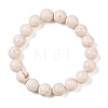 Natural Fossil Round Beaded Stretch Bracelets G-U005-01C-01-1