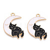 Light Gold Tone Alloy Enamel Pendants ENAM-N056-193-3