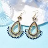 Handmade Seed Beads with Synthetic Blue Spinel Dangle Earrings EJEW-MZ00139-4