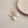 S925 Sterling Silver Natural Freshwater Pearl Hoop Earrings WV0535-1-3