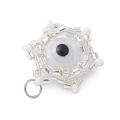 Beaded Star Eye Charms PALLOY-MZ00574-07-1