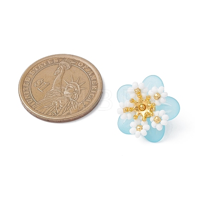 7Pcs Glass Seed Beaded Flower Pendants PALLOY-MZ01128-1