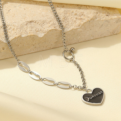 Stainless Steel Enamel Heart Pendant Necklaces for Women BR5096-1