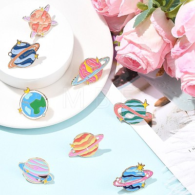 8Pcs 8 Styles Celestial Body Theme Enamel Pins JEWB-CJ0003-52-1