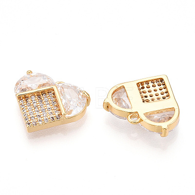 Brass Pave Clear Cubic Zirconia Charms KK-N254-168G-1