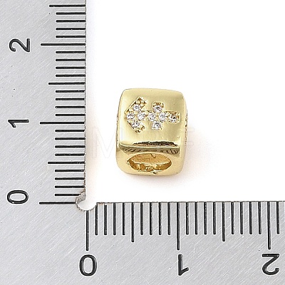 Brass Micro Pave Clear Cubic Zirconia European Beads KK-K368-01G-09-1