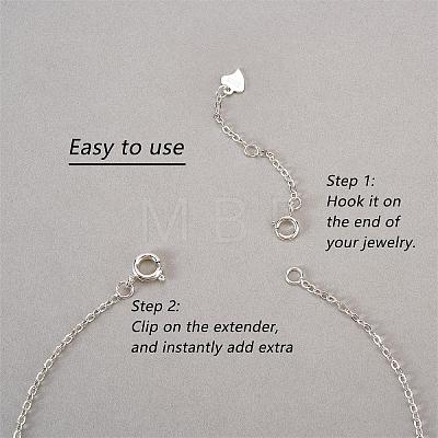 8 Pieces No Buckle Extension Chain Sterling Silver Extender Chains Necklace Bracelet Anklet Removable Chain Extenders Charms for DIY Jewelry Making Accessories JX629A-1