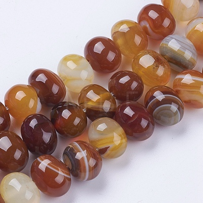 Natural Striped Agate/Banded Agate Beads Strands G-I198D-B-06-1