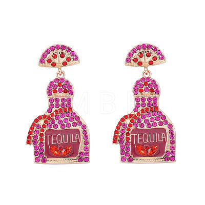Zinc Alloy Rhinestone Dangle Stud Earrings FS-WG8FD93-10-1