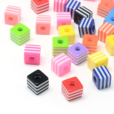 Opaque Stripe Resin Beads RESI-S342-10x10-M-1