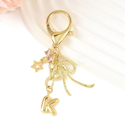 Brass Micro Pave Cubic Zirconia & Alloy Pendant Decorations HJEW-YW00460-01-1