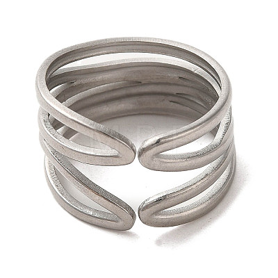 304 Stainless Steel Open Cuff Ring RJEW-C068-04B-P-1