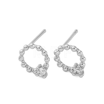 Brass Clear Cubic Zirconia Stud Earrings EJEW-Q014-33P-1