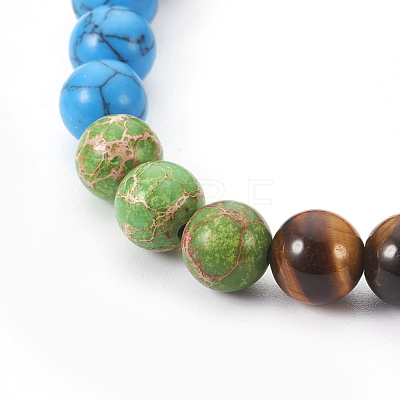 Natural Mixed Stone and Resin Stretch Bracelets BJEW-JB03907-01-1