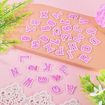 36Pcs 2 Sets 2 Styles Letter A~Z & Number 0~9 Polyester Embroidery Sew On Patches Sets PATC-TA0001-55B-1