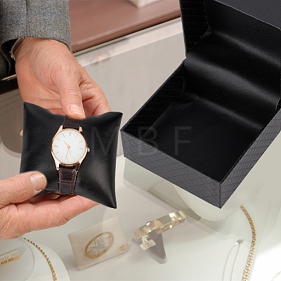 Square Diamond Print Cardboard Jewelry Watch Storage Boxes CON-WH0092-56-1