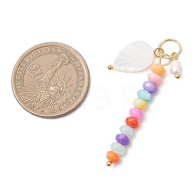 Natural Freshwater Shell Dyed Rondelle Beaded Pendants PALLOY-JF04742-1
