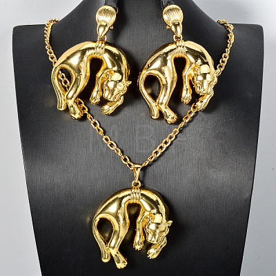 Brass Stud Earrings & Pendant Necklaces Sets for Women FS-WGDC970-02-1