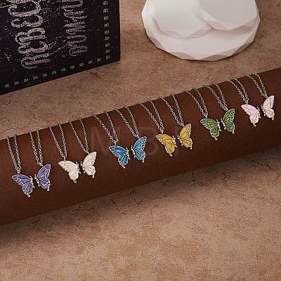 2Pcs Matching Butterfly Pendant Necklaces Set JN1033D-1-1