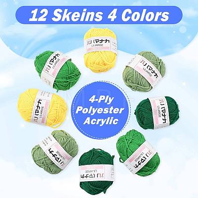 12 Skeins 4 Colors 4-Ply 60%Polyester 40%Acrylic Blended Yarn OCOR-FS0001-07B-1