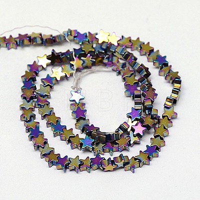 Electroplate Non-magnetic Synthetic Hematite Beads Strands G-J173-4x4mm-08-1
