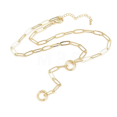 Brass Paperclip Chain Y Lariat Necklaces NJEW-H087-06A-G-1