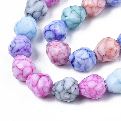 Opaque Baking Painted Crackle Glass Beads Strands EGLA-N006-025-1