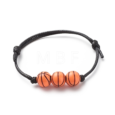 2Pcs 2 Colors Sport Theme Acrylic Beaded Bracelet BJEW-JB08558-03-1