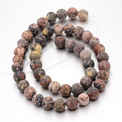 Frosted Round Natural Leopard Skin Jasper Bead Strands G-J338-07-4mm-1