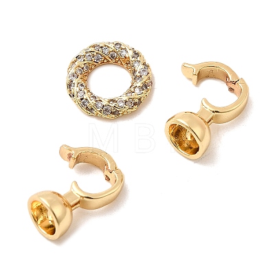Brass Micro Pave Clear Cubic Zirconia Fold Over Clasps KK-U059-55G-1
