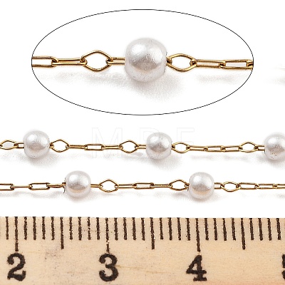 Handmade Round ABS Imitation Pearl Beaded Chains CHS-P019-09A-G-1
