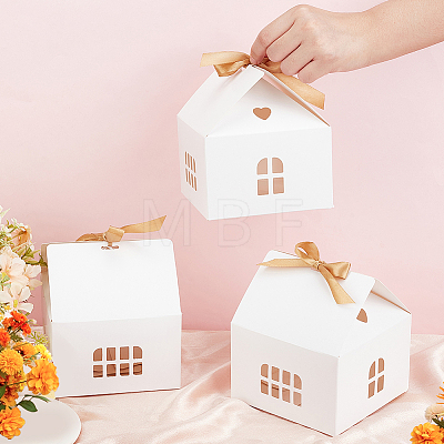 House Shaped Kraft Paper Folding Gift Box with Hollow Window and Ribbon AJEW-WH0166-88B-1