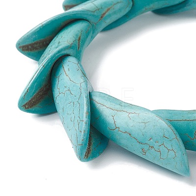 Dyed Synthetic Turquoise Leaf Beaded Stretch Bracelets BJEW-P299-07A-1