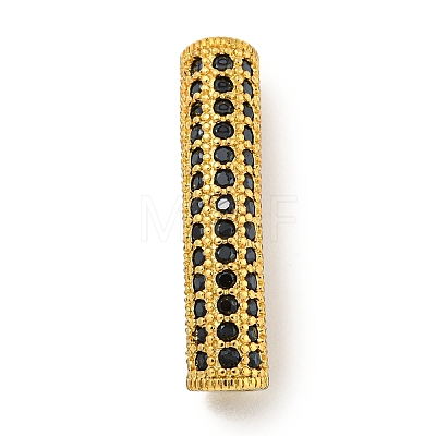 Brass Micro Pave Black Cubic Zirconia Beads KK-G493-12G-02-1