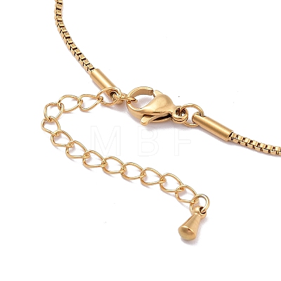 Glass Heart Charm Bracelet with Box Chains BJEW-E075-01G-1