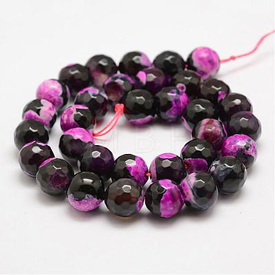 Faceted Natural Fire Crackle Agate Beads Strands G-F447-12mm-A08-1