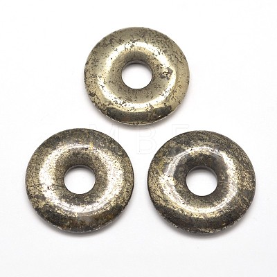Donut/Pi Disc Natural Pyrite Pendants G-I125-33A-1