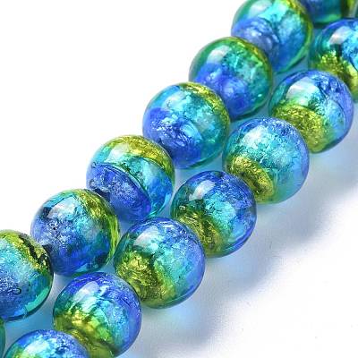 Handmade Silver Foil Lampwork Beads FOIL-K001-02A-10mm-1