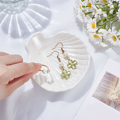 Shell Shaped Porcelain Jewelry Storage Display Trays for Rings AJEW-SP0006-06A-01-1
