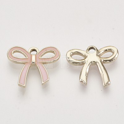 Light Gold Plated Alloy Pendants X-ENAM-T009-40A-1