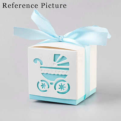 Hollow Stroller BB Car Carriage Candy Box wedding party gifts with Ribbons CON-WH0034-D01-1