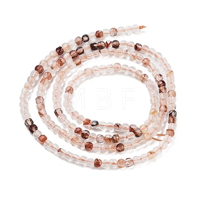 Natural Red Hematoid Quartz/Ferruginous Quartz Beads Strands G-H042-B26-01-1