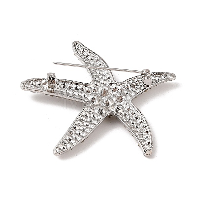 Starfish Alloy Rhinestone Sea Animal Brooches JEWB-S023-01B-1