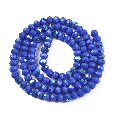 Electroplate Opaque Solid Color Glass Beads Strands EGLA-A044-P4mm-L32-1