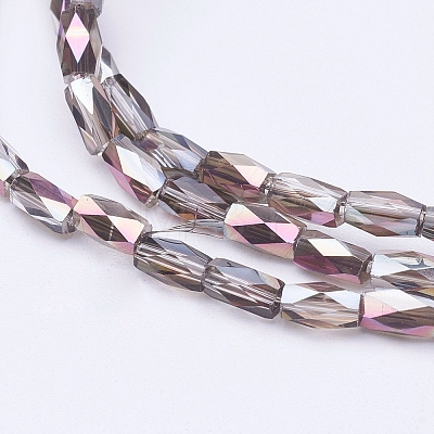 Electroplate Transparent Glass Beads Strands EGLA-E048-I02-1
