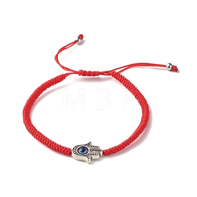 Hamsa Hand /Hand of Miriam with Evil Eye Braided Bead Bracelet for Girl Women BJEW-JB06910-01-1